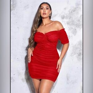 NWT Red off shoulder midi dress SIZE: 2XL